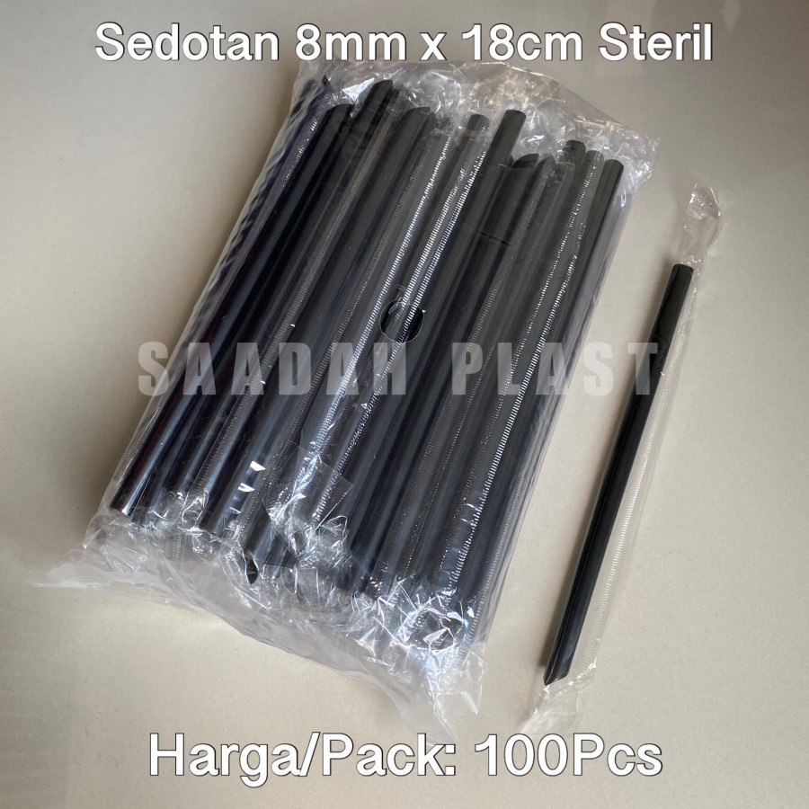 Jual Sedotan Bubble Hitam 8mm X 18cm Steril Higienis Bungkus Plastik