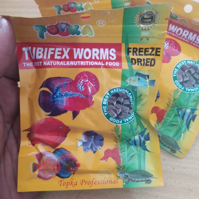 Jual Topka TUBIFEX WORMS Cacing Kering Makanan Ikan Dan Kura 5gr