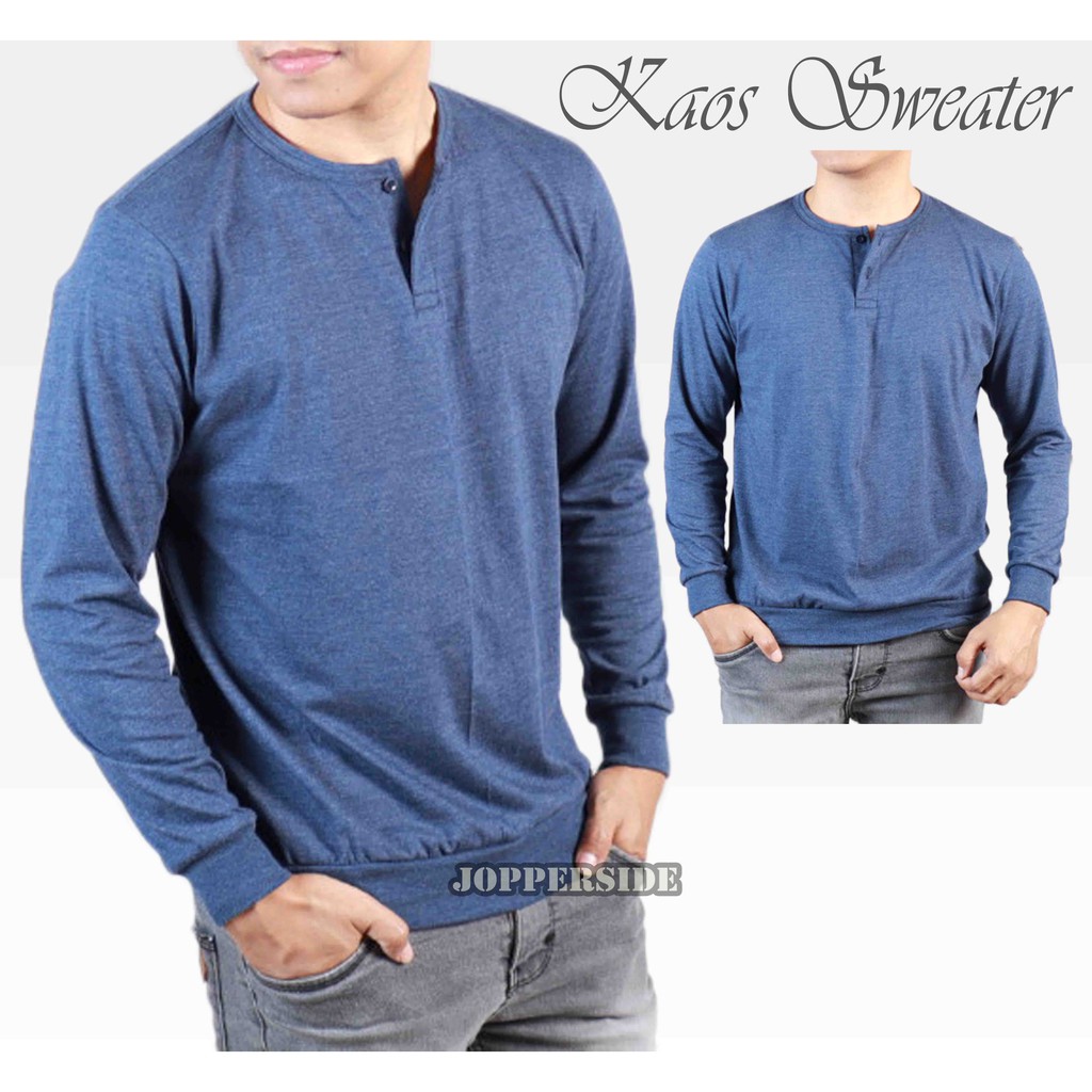 Jual Original Kaos Sweater Distro Vintage Misty Polos Kancing Henley