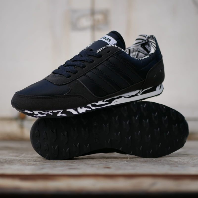 Jual Adidas Neo City Racer Black White Motif Original Shopee