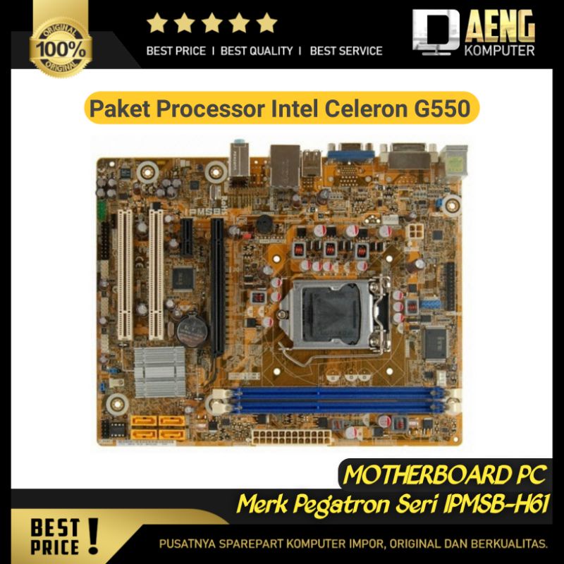 Jual Motherboard Mainboard Mobo H61 Merk Pegatron Paket Processor Intel