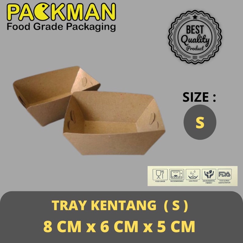 Jual FRENCH FRIES PAPER TRAY S COKLAT KOTAK KENTANG GPRENG 8x6x5cm