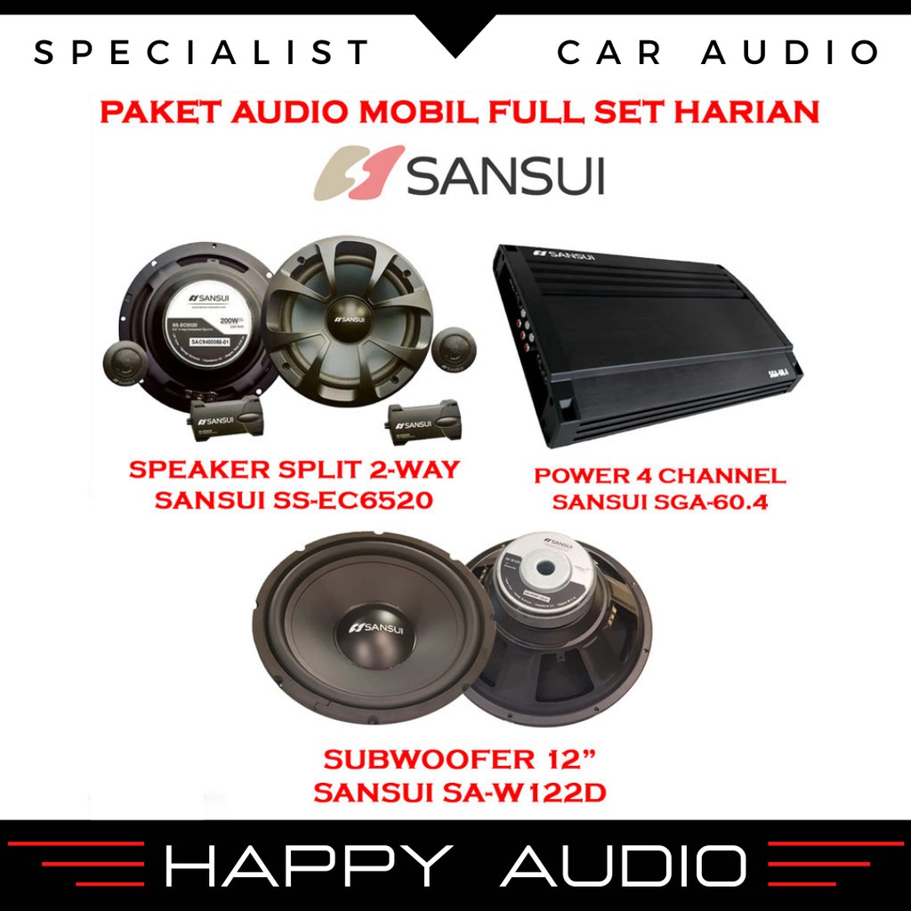 Jual Paket Audio Mobil Harian SANSUI Full Set Sound System Original