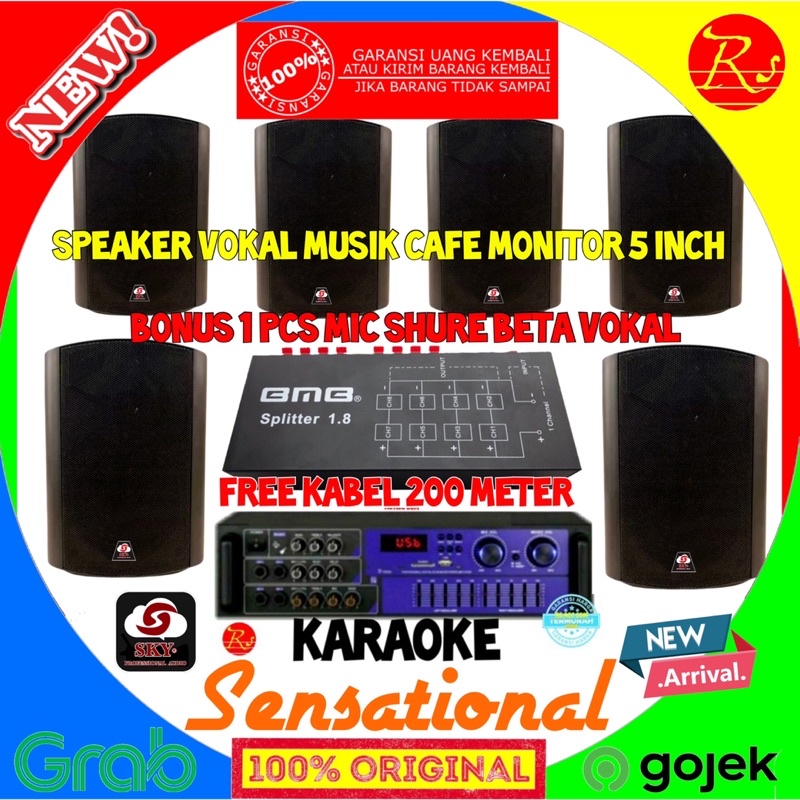 Jual Paket Professional Set Sound 6 Titik Speaker Skyaudio Buat Cafe