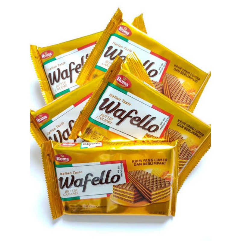 Jual BISKUIT ROMA WAFER WAFELLO BUTTER CARAMEL CHOCO BLAST SNACK