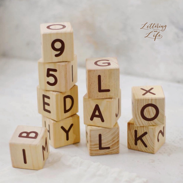 Jual Lettering And Life Compact Alphabet Number Wooden Blocks