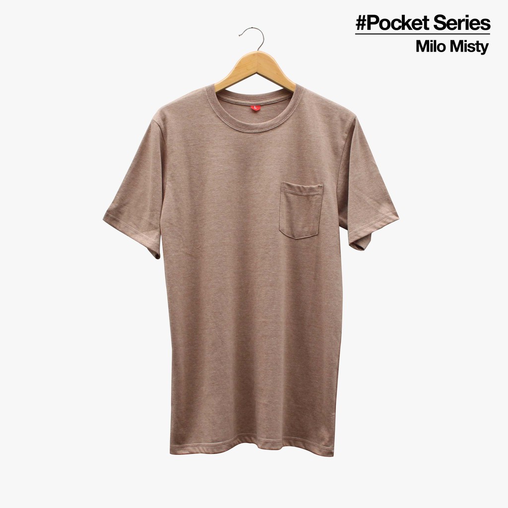 Jual Kaos Polos Saku Warna Milo Misty Bahan Soft Cotton Terbaik Kota