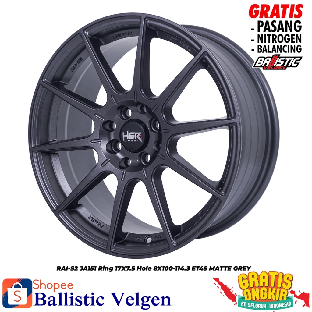 Jual Velg Mobil Jari Jari Ring 17 HSR RAI S2 Baut 4x100 114 3 ET 45