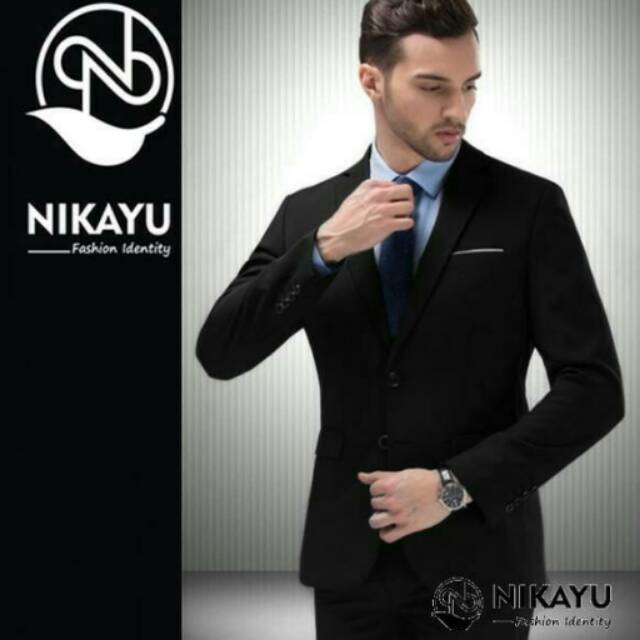 Jual Blazer Modric Black Merk Nikayu Jas Pria Cowok Formal Slimfit