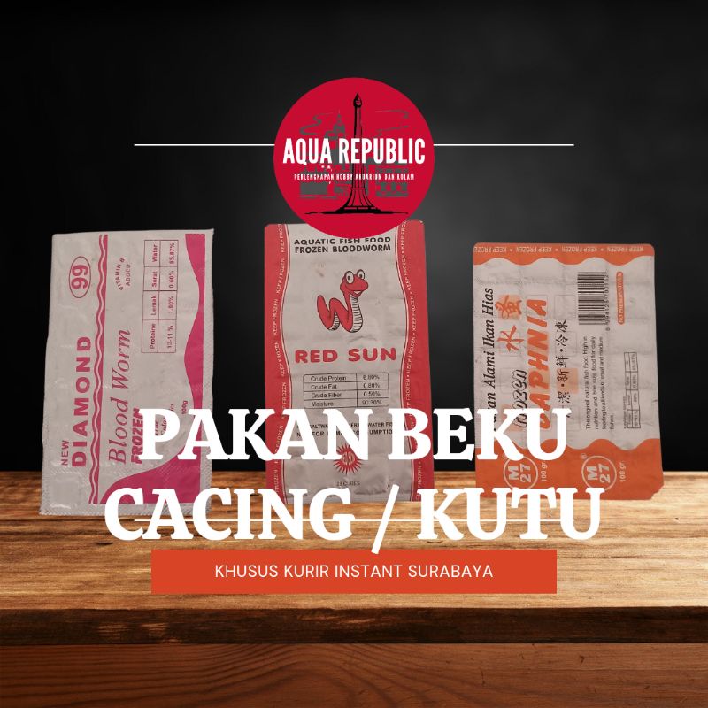 Jual PAKAN BEKU IKAN HIAS AIR TAWAR CACING BEKU KUTU AIR BEKU CABEK