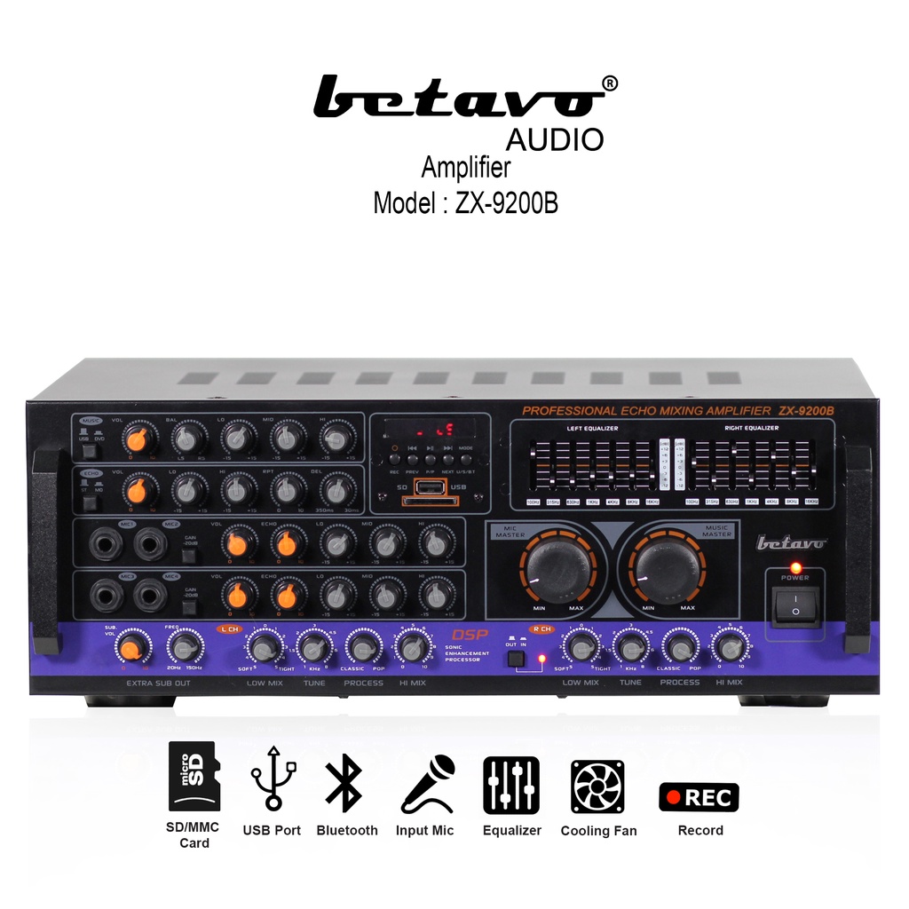 Jual Betavo Audio Ampli ZX 9200B Bluetooth Professional Amplifier