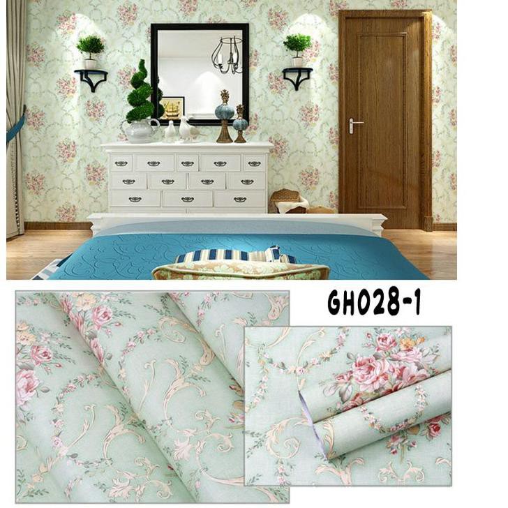 Jual Pqd 74 SHABBY HIJAU TOSCA Wallpaper Sticker Dinding Motif Shabby