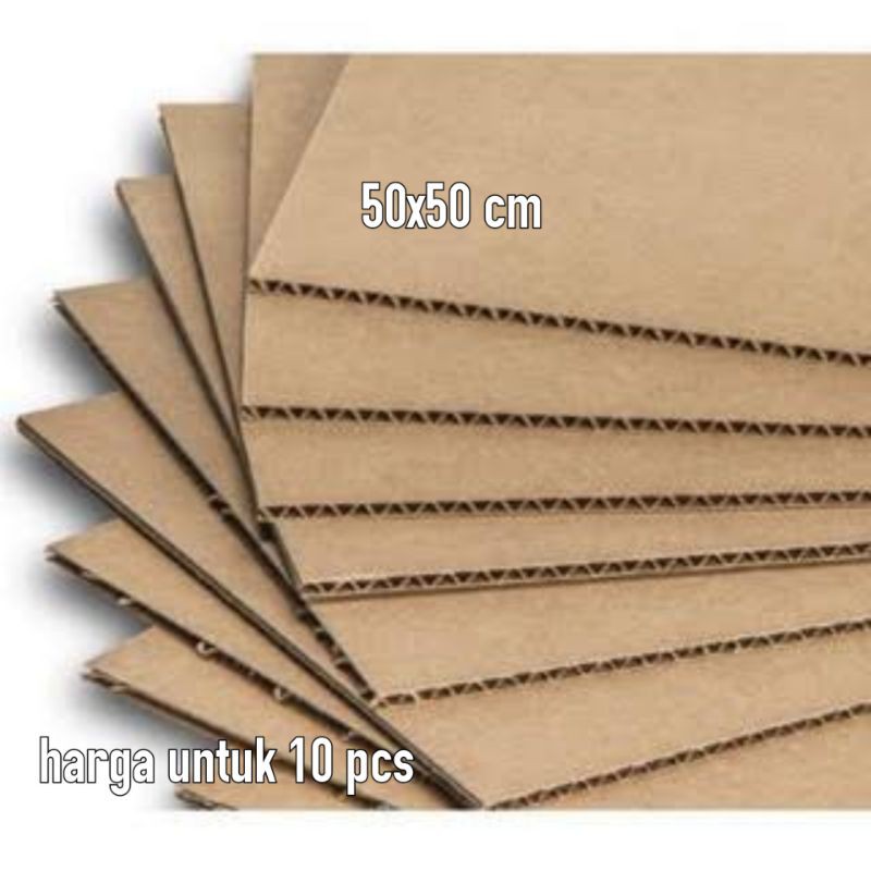 Jual Kardus Karton 10 Pcs Lembaran Single Wall Corrugated 50x50 Cm