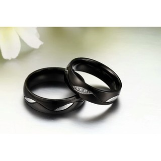 Jual Cincin Couple Tunangan Nikah Pasangan Titanium Hitam C B