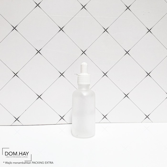 Jual Botol Pipet Kaca Frosted Doff Putih Tutup Putih Face Serum Dropper