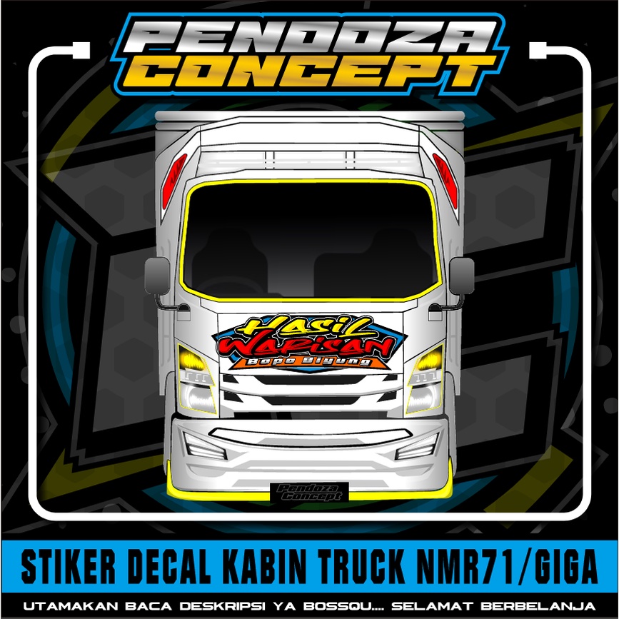 Jual Sticker Decal Kabin Depan Truck Giga Canter Elf Bisa Request