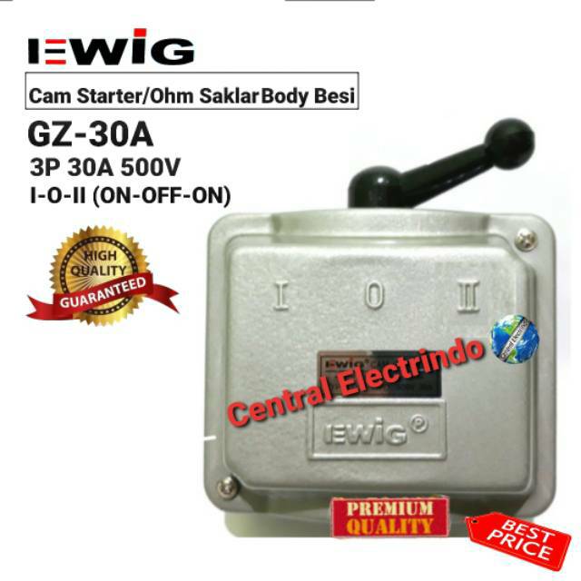 Jual Cam Starter Ohm Saklar EWIG GZ 30A 6600Watt 3P I 0 II ON OFF ON