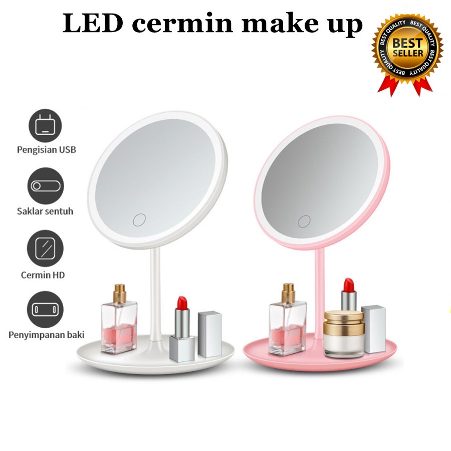 Jual Cermin Led Light Bulat Cermin Makeup Touchscreen Makeup Mirror