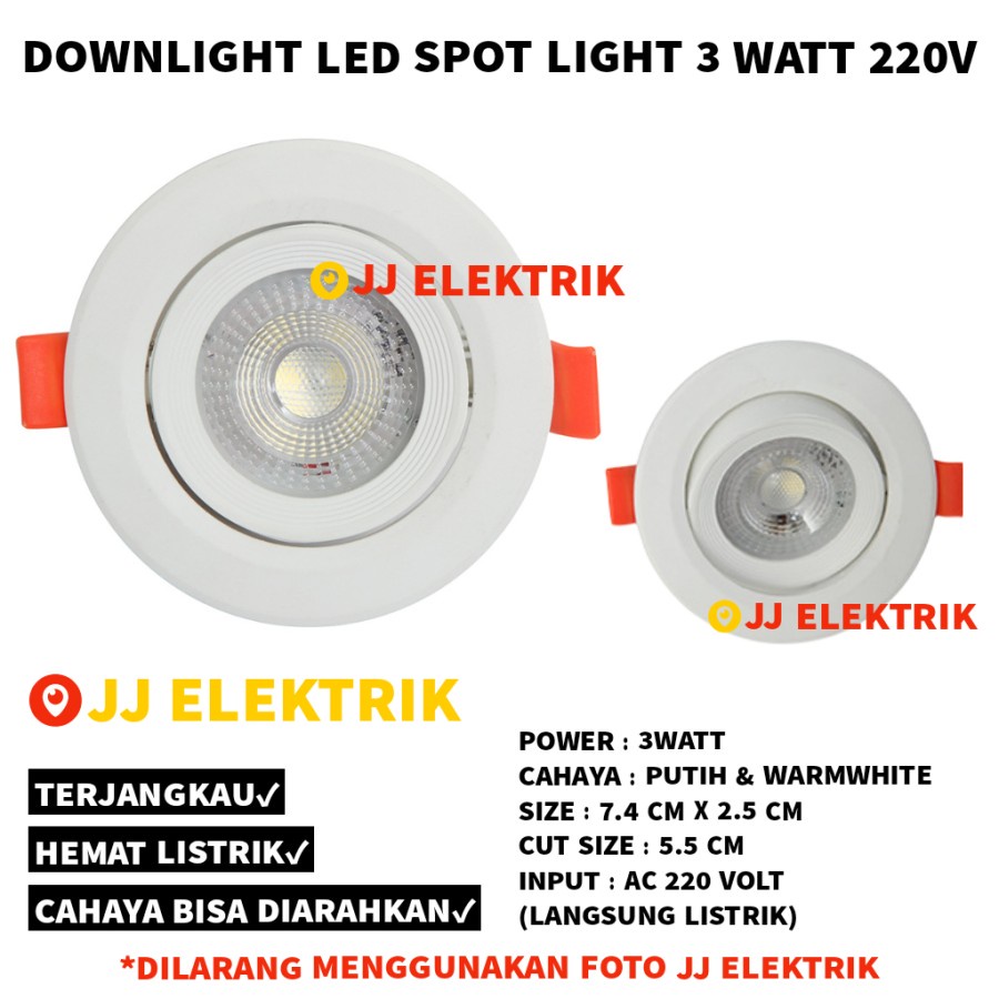 Jual Lampu Downlight LED Plafon 3 Watt 5 Watt 7 Watt Sorot Spotlight 3W