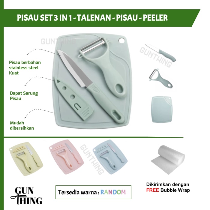 Jual Pisau Set Ceramic 3 In 1 Talenan Pisau Peeler Pengupas Buah