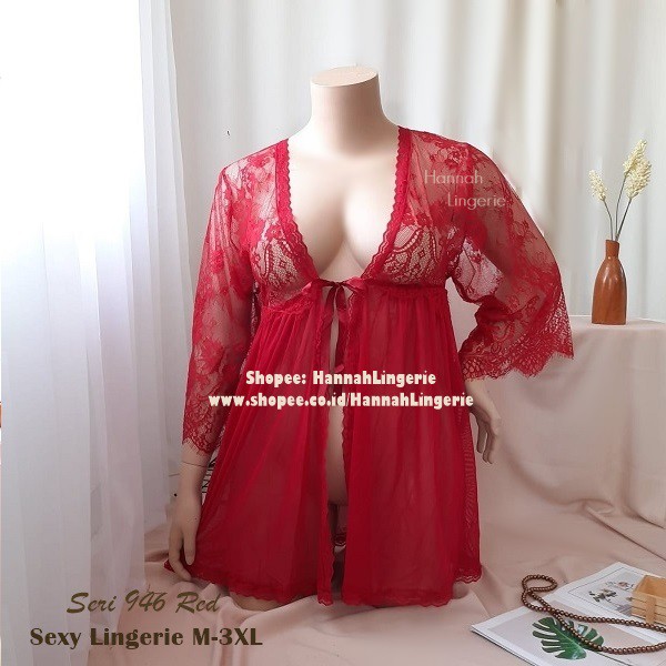 Jual Lingerie M L XL XXL XXXL Lengan Panjang Seksi Hot Menggoda Merah