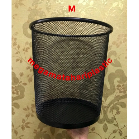 Jual Keranjang Sampah BULAT Hitam M MEDIUM Kawat Jaring Besi Shopee