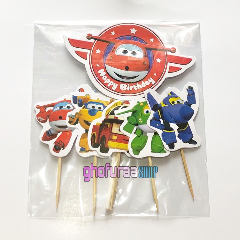 Jual Topper Cup Cake Pack Hiasan Kue Ulang Tahun Karakter Super Wings