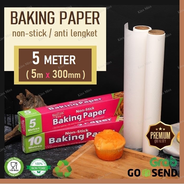 Jual BAKING PAPER ROLL 5 METER WHITE Kertas Panggang Alas Roti