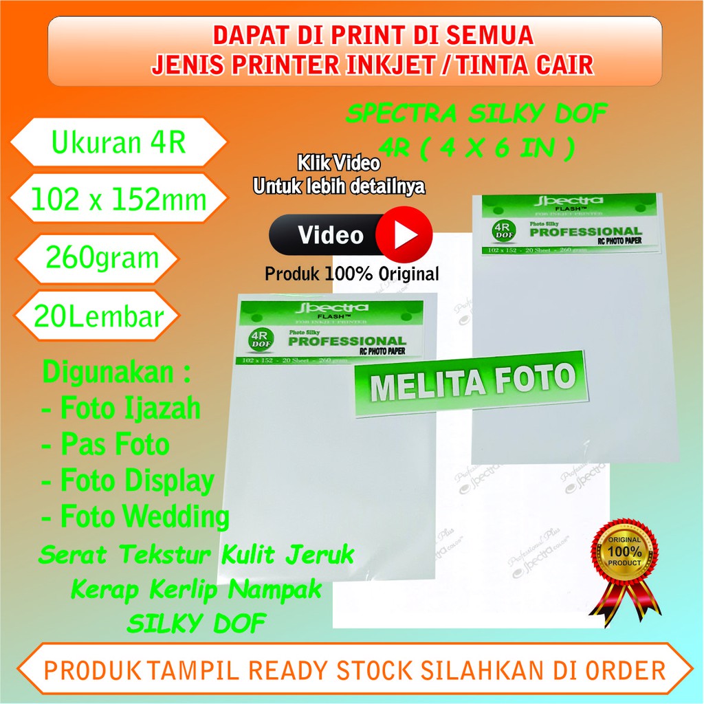 Jual Kertas Foto Doff 4R Silky Dof Paper Foto Spectra Shopee Indonesia