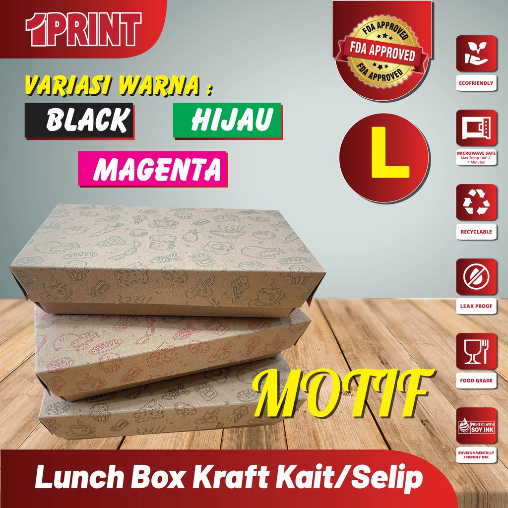 Jual Paper Lunch Box Motif Food Grade Ukuran S Me Dan L Bahan Eco