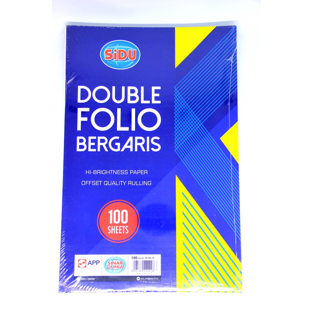 Jual Kertas Double Folio Bergaris Lembar Sidu Sinar Dunia Murah