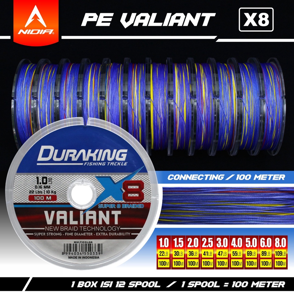 Jual Senar Pancing Pe Duraking Valiant X M Connecting Senar Pe