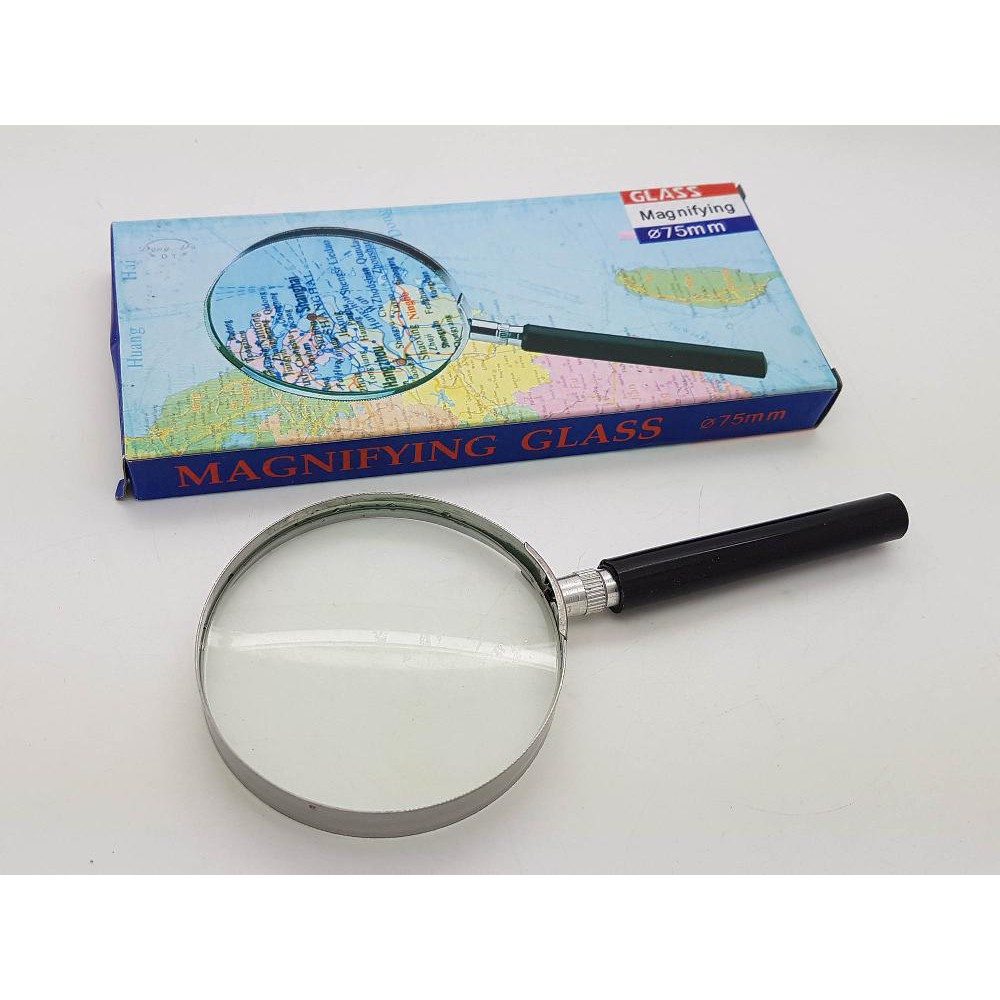 Jual Kaca Pembesar 75mm Frame Besi Loupe Magnifying Glass Magnifier