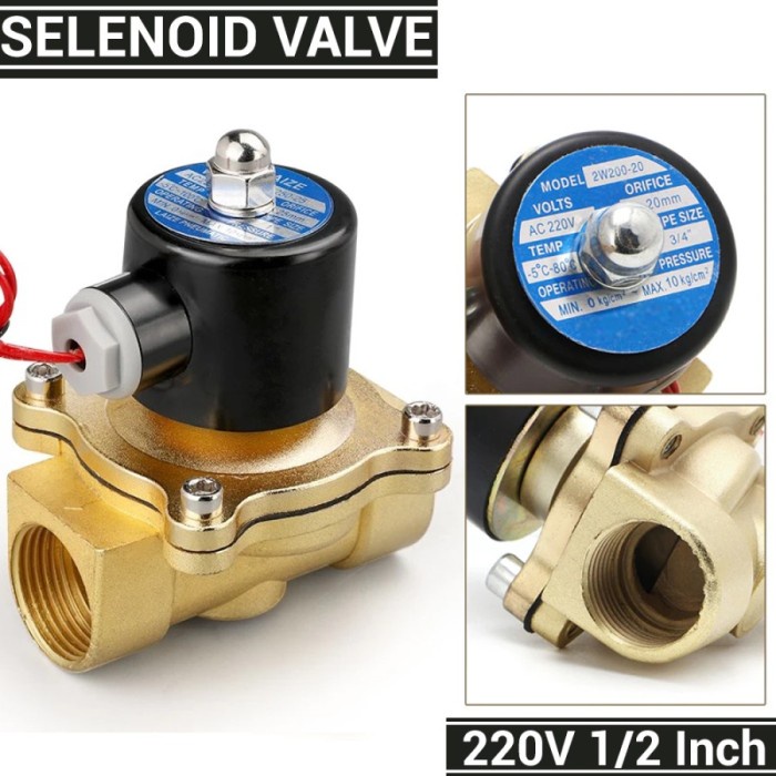 Jual Solenoid Valve 220v Drat 1 2 Inch Selenoid Air Otomatis Bahan