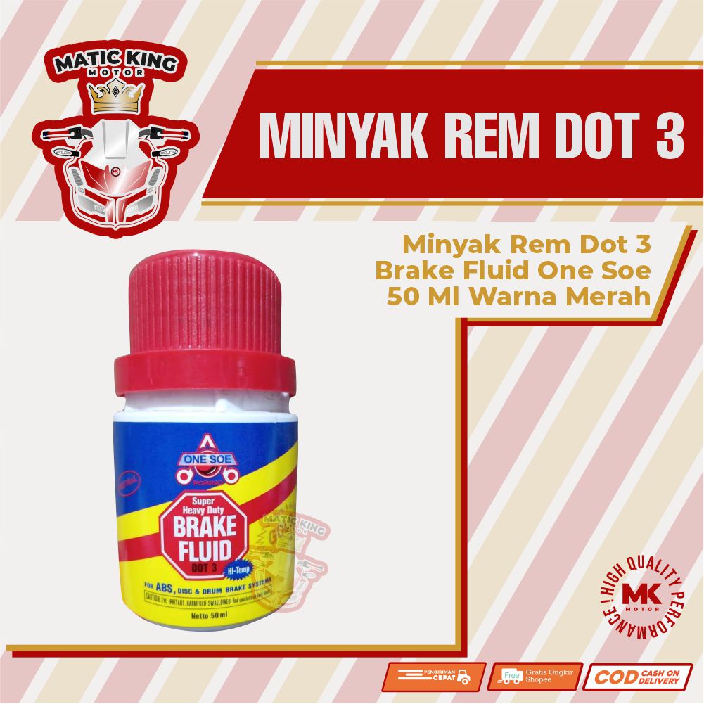 Jual Minyak Rem Dot 3 Brake Fluid One Soe 50ml Warna Merah Shopee