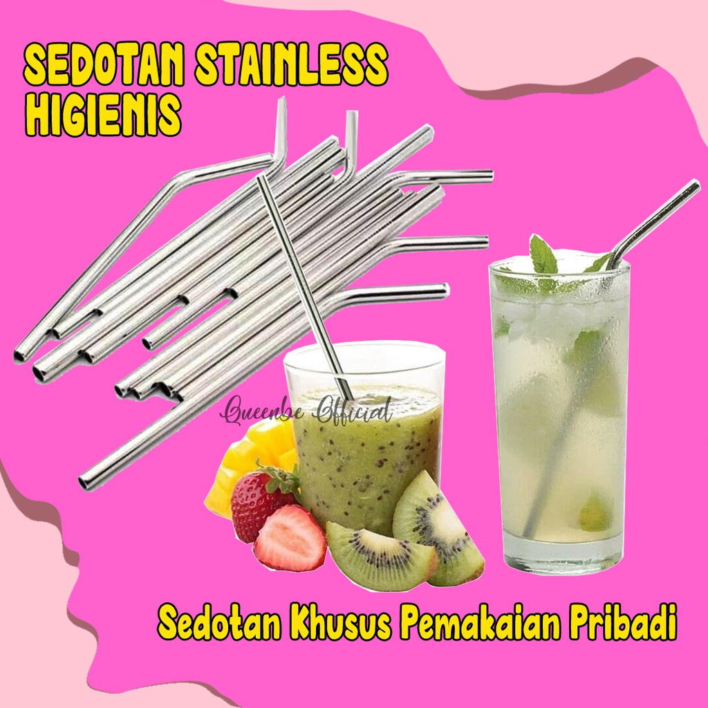 Jual Souvenir Sedotan Stainless Stenlis Steel Lurus Dan Bengkok Ramah