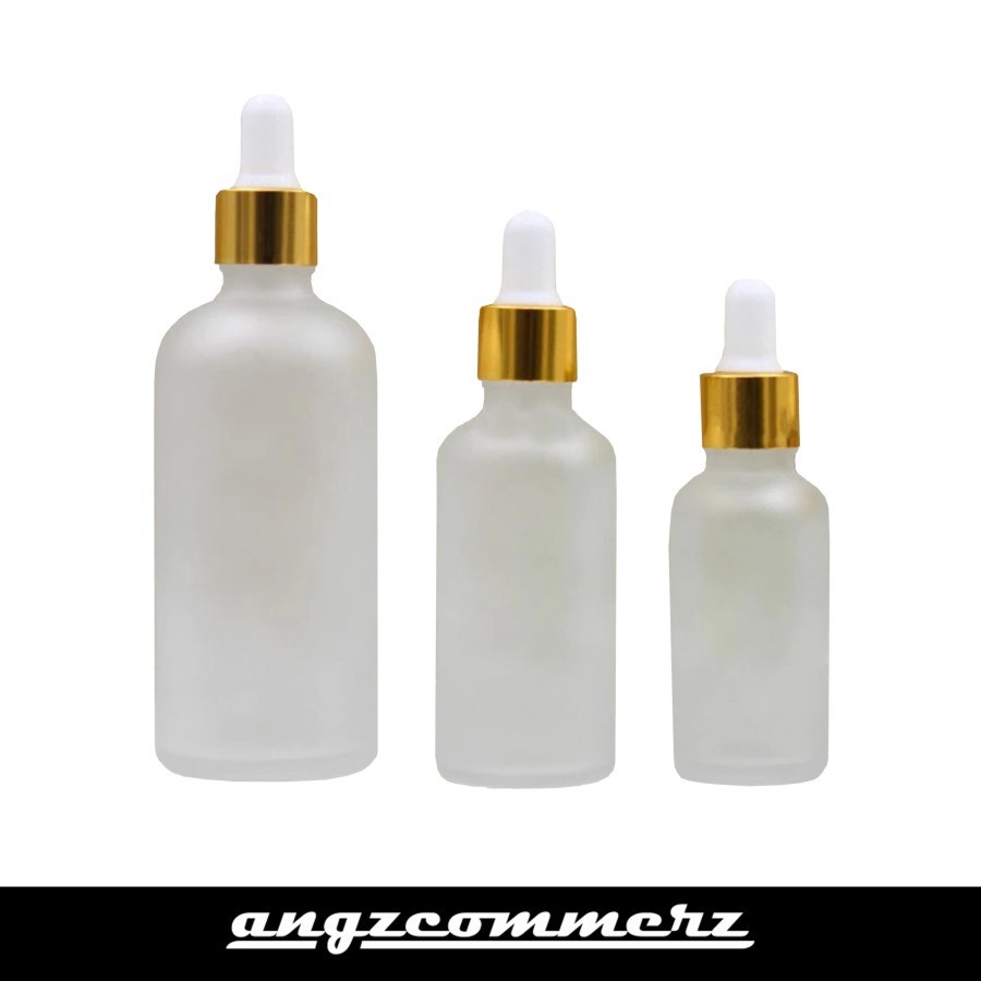 Jual Botol Kaca Pipet 30 Ml Tebal Frosted Matte Botol Serum Tutup Gold