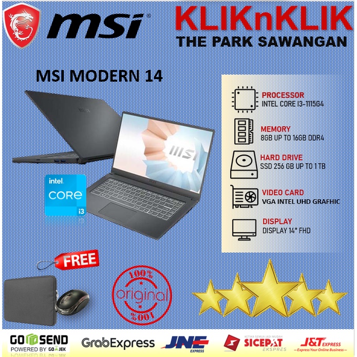 Jual Msi Modern I G Gb Gb Ssd Fhd Ips Win Home Carbon