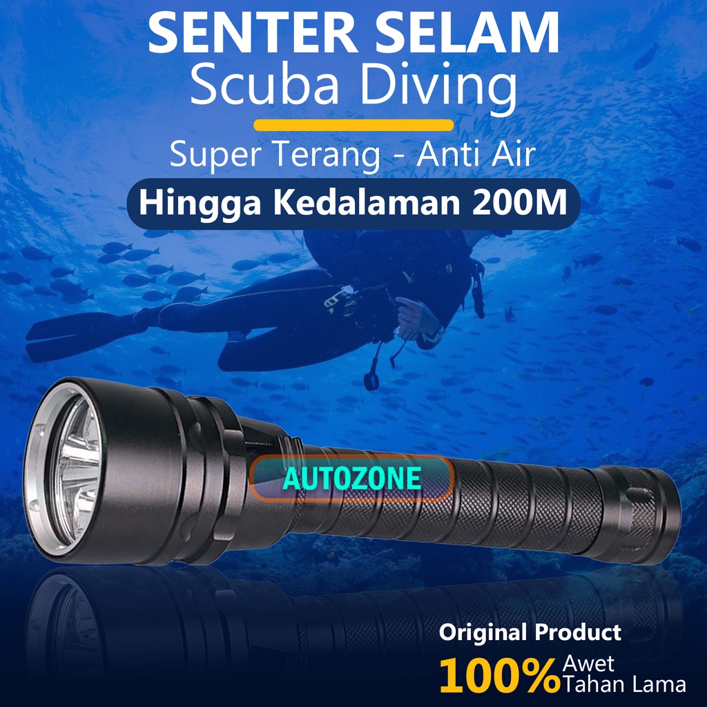 Jual TaffLED Senter Selam LED Scuba Dive Waterproof 200M T6 Underwater