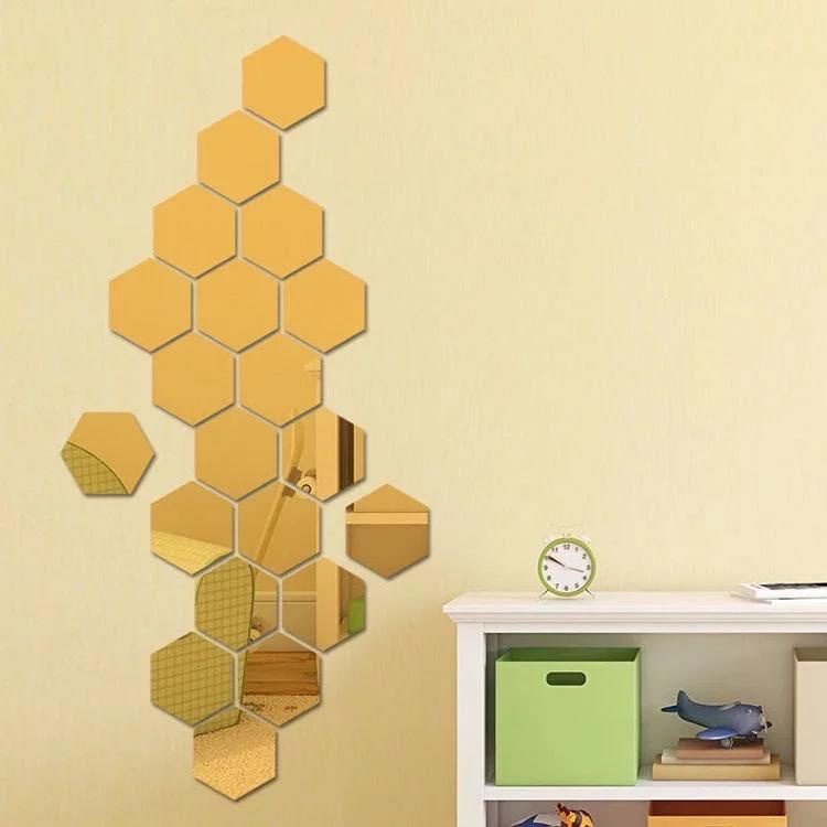 Jual Hexagonal Cermin Tempel Kaca Sticker Segi Enam Hexagon Mirror