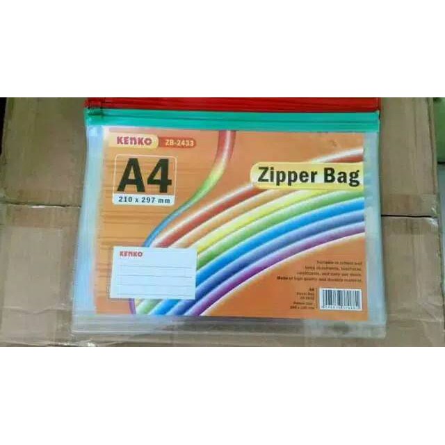 Jual Kenko Zipper Bag A4 PVC Amplop Map Amplop Dokumen Document