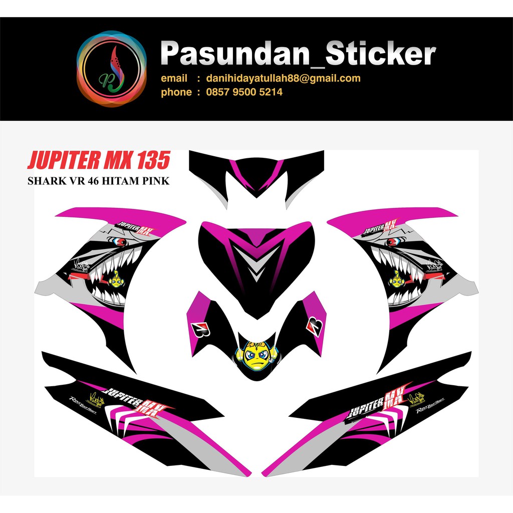 Jual DECAL STICKER JUPITER MX 135 SHARK VR 46 HITAM PINK Shopee Indonesia