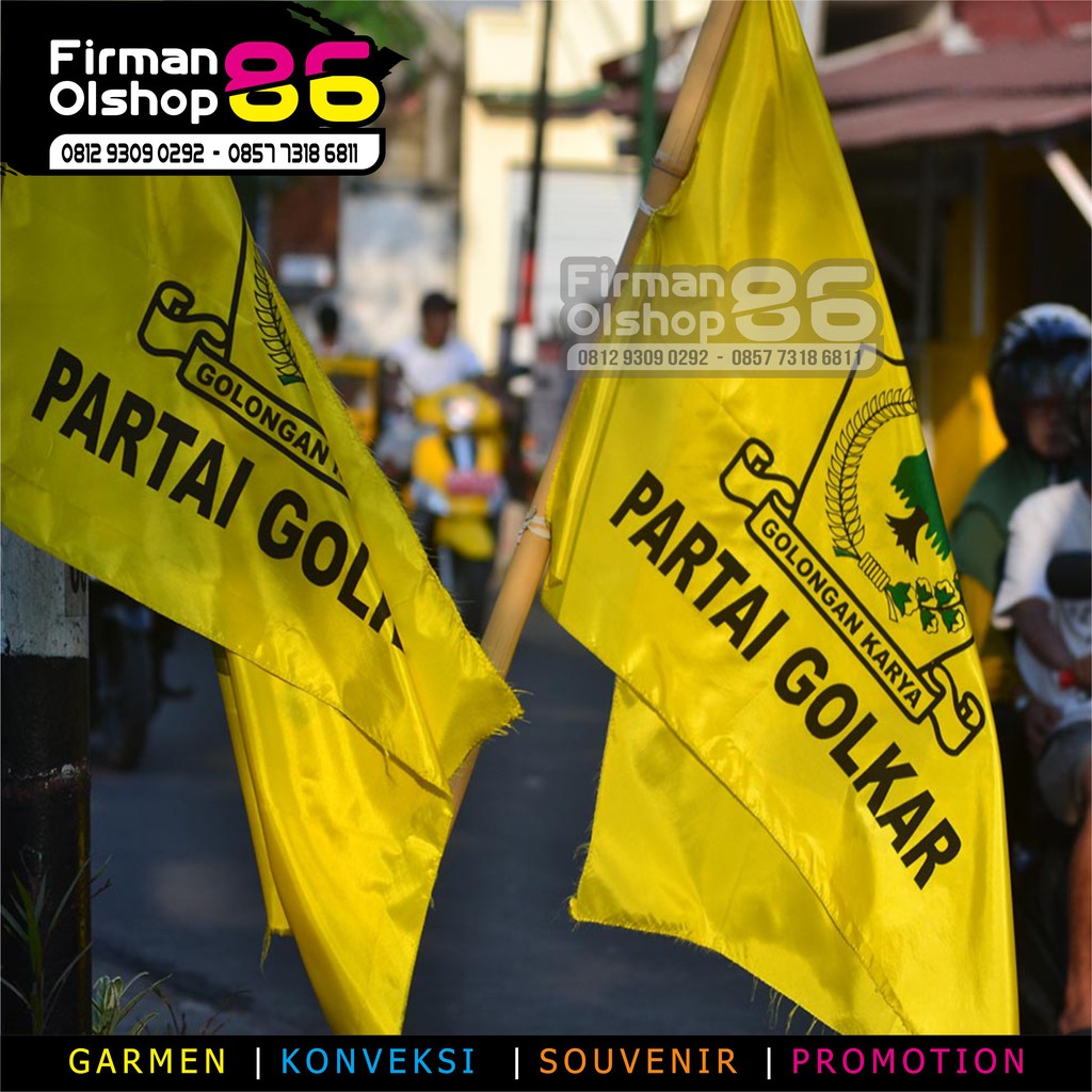 Jual BENDERA PARTAI GOLKAR BENDERA GOLKAR UKURAN 60X90 HARGA PER 100