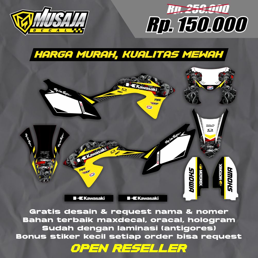 Jual Decal Klx Bf Full Body Hitam Kuning Decal Stiker Klx Bf Full