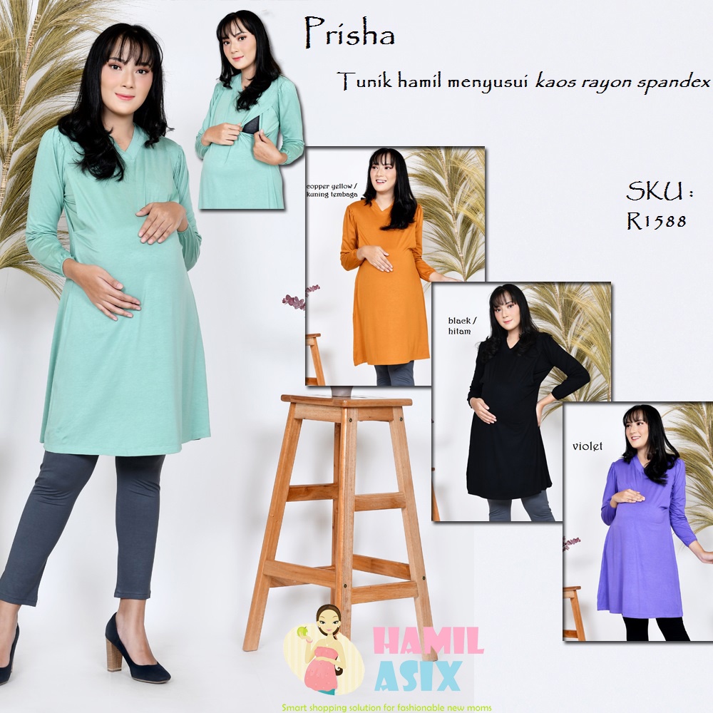 Jual Prisha Tunik Hamil Menyusui Estila Mama Lengan Panjang Kaos