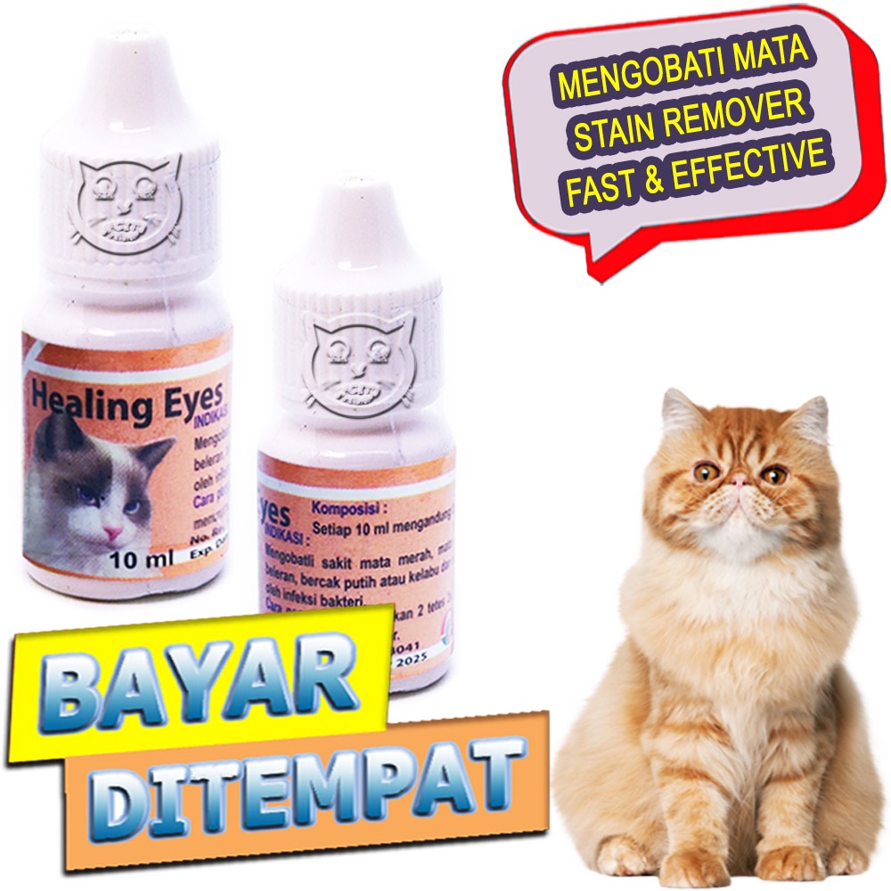 Jual Healing Eyes Obat Tetes Mata Merah Bercak Putih Kelabu Kucing