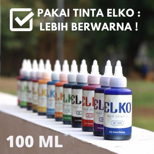 Jual TINTA STEMPEL FLASH WARNA BIRU WATERPROOF ELKO 100 ML UNTUK KERTAS