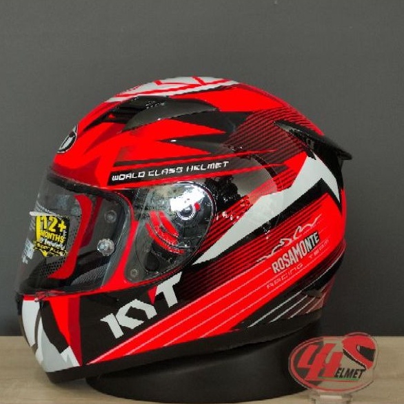 Jual KYT R10 Seri 3 Flat Visor Red Fluo White Helm Full Face KYT