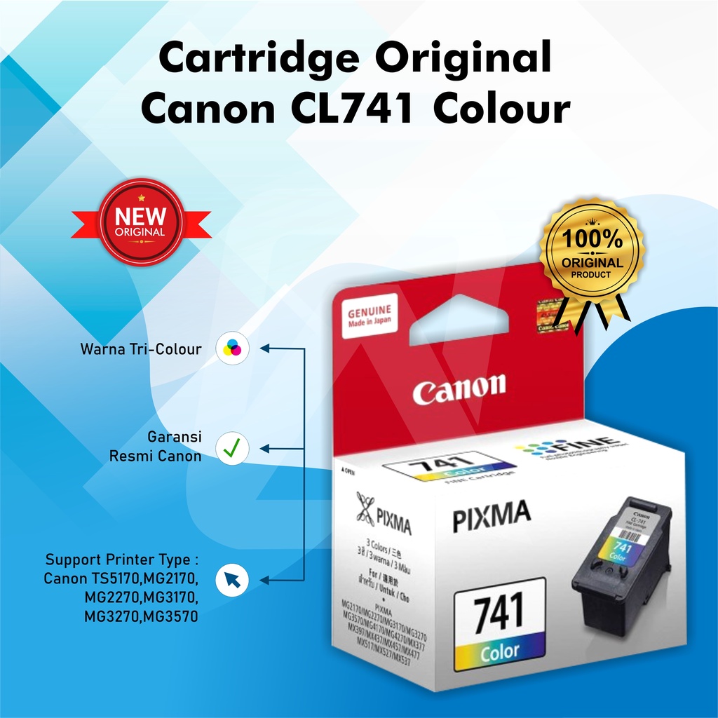 Jual Tinta Canon CL 741 Colour Original Ink Cartridge Shopee Indonesia