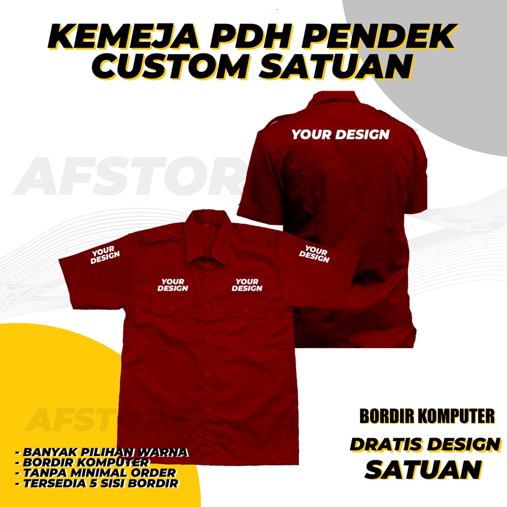 Jual KEMEJA PDL PRIA WANITA BORDIR SABLON CUSTOM DESIGN LOGO SENDIRI